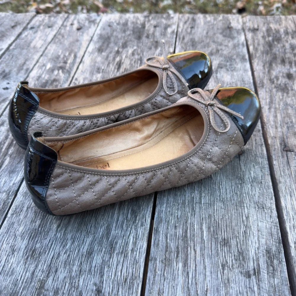 Josef‎ Seibel Pippa Quilted Ballet Flats Women Taupe Cap Toe Bow EU 38/ US 7-7.5